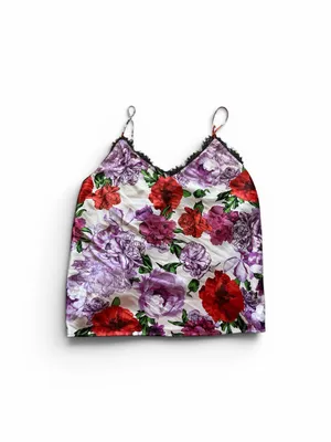 Victoria’s Secret camisole top satin floral lace trim and open back size large thumbnail 5