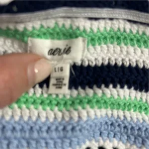 Aerie Women's L Multicolor Striped Crochet‎ Halter Crop Top Summer y2k thumbnail 3