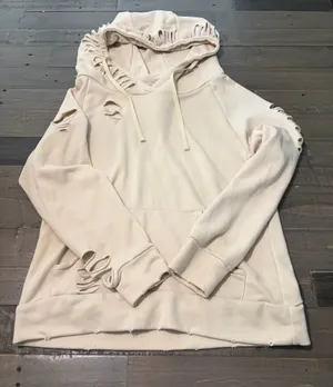 Chelsea DeBoer by Lily & Lottie Distressed Hoodie Women’s S Cream Pullover thumbnail 1