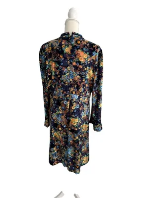 DALIA MACPHEE High Neck Velvet Floral Long Sleeve Dress Size XL thumbnail 10