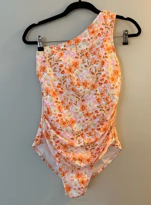Kona Sol NWOT Floral Asymmetrical Neckline One Piece Bikini Size Medium thumbnail 1