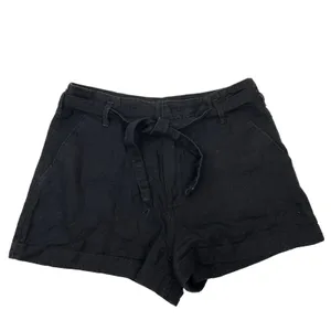 Abercrombie & Fitch S Shorts Black Linen Blend Tie Waist Casual Summer Cuffed thumbnail 2