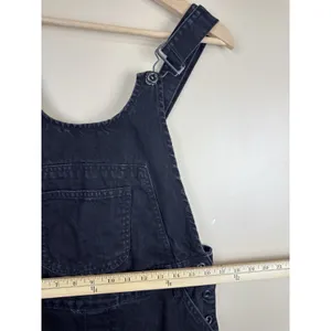 Zara Basic Black Denim Overalls Dungarees Women's Size L Slim Leg Faded Black thumbnail 9