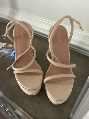 Pretty Little Thing Nude Wedge Sandals 6 thumbnail 2