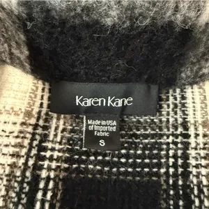 Karen Kane Plaid Fringe Jacket Black White Button Notch Collar Wool Blend S thumbnail 9