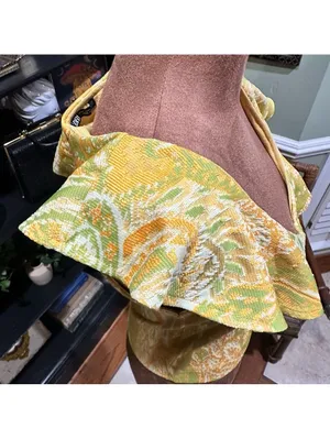 Zara Paisley Ruffle Blouse – Yellow & Green, Size Medium thumbnail 6