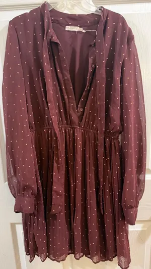 Blu Pepper Burgundy Long Sleeve Dress thumbnail 1