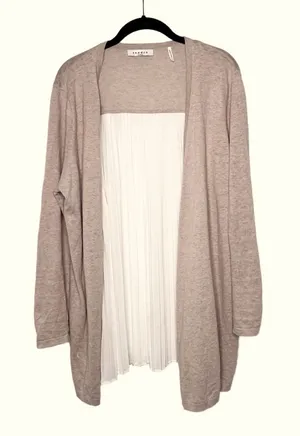Sandro Paris Sheer Pleated Open Face Cardigan T2 Or Medium thumbnail 1