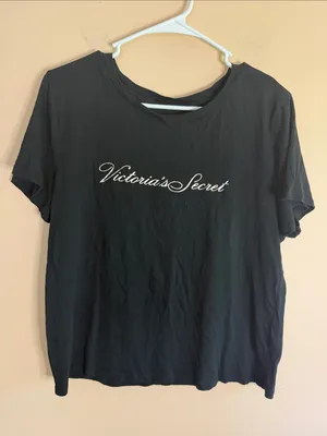 Victoria's Secret Black Script Logo Tee thumbnail 1