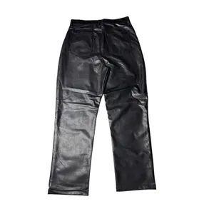 Abercrombie Curve Love 90s Straight Vegan Leather Pants High Rise Black 32 14R thumbnail 2