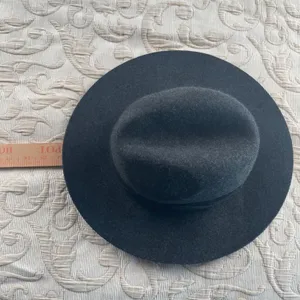 Zara Accessories Black Wool Blend Wide Brim Fedora Hat‎ Size Medium 58cm Pinched thumbnail 4
