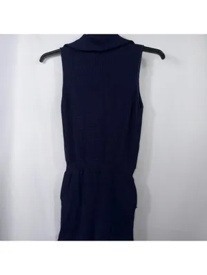 Women’s Small Navy Knit Quarter Zip Romper thumbnail 5