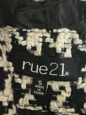 Rue 21 Women’s Black White Houndstooth Peacoat big buttons SO CUTE size Small thumbnail 8