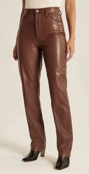 Abercrombie & Fitch The 90’s Straight Ultra High Rise‎ Faux Leather Pant Size 27 thumbnail 1