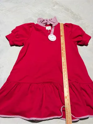 Umgee NWT striped & solid mixed Red Polo mini Dress Ruffle Hem medium MSRP$50 thumbnail 3