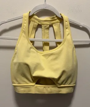 Alphalete Yellow Strappy Cutout Sports Bra thumbnail 1