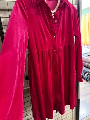 Hot Pink velvet dress thumbnail 2