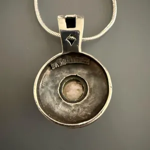 Mother of Pearl Sterling Silver SA Thailand Pendant SIGNED Sterling Plate Chain thumbnail 4