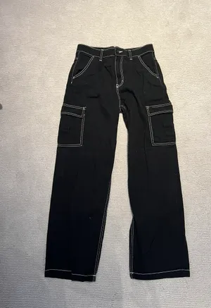 H&M Black Canvas Cargo Pants thumbnail 2