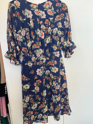 Lulus Midi Dress Blue Floral Three Quarter Sleeve thumbnail 3