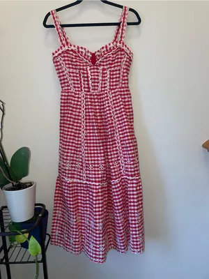 NWT Anthropologie Sleeveless Sweetheart Gingham Midi Dress thumbnail 3