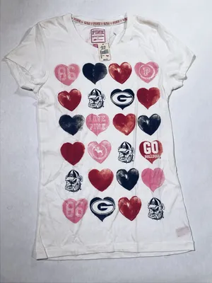 NWT VS PINK Georgia Bulldogs Heart Tee - Womens Size S - White thumbnail 1