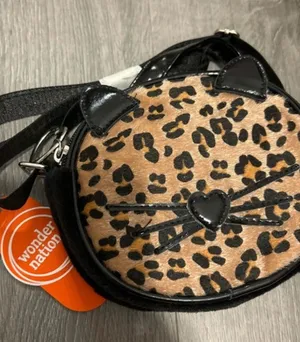 Kids Leopard Cat Face Crossbody Bag - Black Trim thumbnail 1