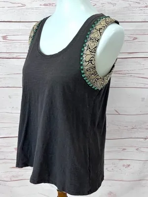 Lucy & Laurel Embellished Boho Chic Tank Top Size M thumbnail 4