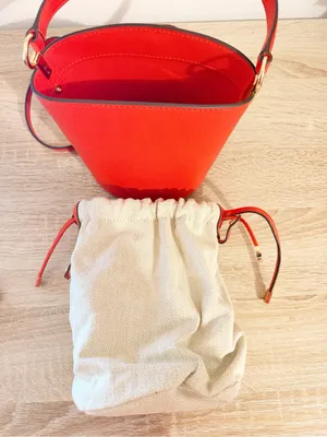 TORY BURCH EMERSON Mini Drawstring Bucket Leather Crossbody Red Bag thumbnail 7