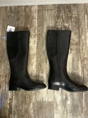Geox Black Over-the-Knee Leather Riding Boots Size 7 thumbnail 13