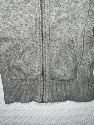 Abercrombie & Fitch Womens Full Zip Y2K Cable Knit Hoodie Size S Gray Preppy thumbnail 5