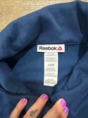 Reebok women's Navy 3/4 button up collared sweatshirt - sports club thumbnail 2