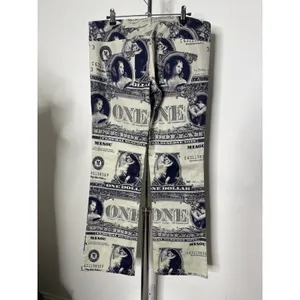 Miaou Lowrider Pant Money Print Dollar Bill Graphic Straight Leg Trousers thumbnail 3