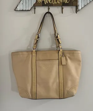 Coach Tan Leather Tote with Double Straps thumbnail 1