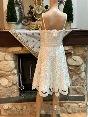 Betsey Johnson Taffeta White Floral Lace Dress 8 thumbnail 5