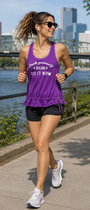 Lululemon Purple Push Yourself Run Graphic Cinched Hem Tank Top Size 4 thumbnail 1