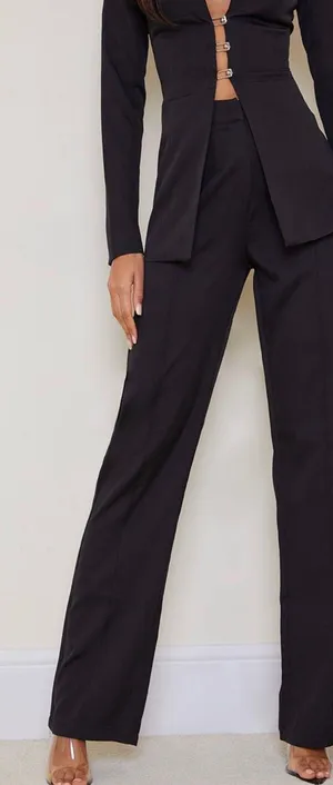Pretty Little Thing Black Wide Leg High Waist Pants thumbnail 2