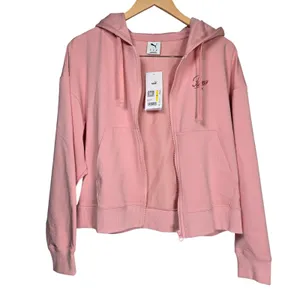 Puma Pink Script Logo Zip Up‎ Hoodie Sweatshirt Women's Medium thumbnail 3