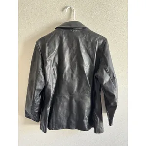 Vtg 90s Wilsons‎ Leather Pelle Studio Black Leather Blazer Jacket Women's Large thumbnail 3