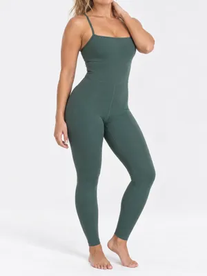 All in Motion M Green Open Back Active Jumpsuit Unitard Square Neck Workout thumbnail 4