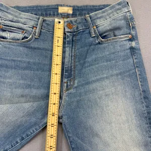 MOTHER High Waisted Looker Ankle Fray Jeans Thrilling Shots Distressed Blue 29 thumbnail 7
