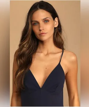 Lulu's Midnight Blue V-Neck Jumpsuit thumbnail 5