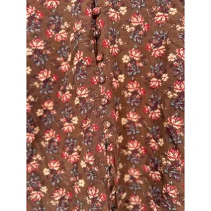 April Cornell Top Medium Floral Brown‎ Button Retro Cottagecore Boho Peasant Brown thumbnail 3