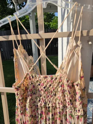 Free People Adella Floral Mini Dress in Cream and Pink | L thumbnail 7