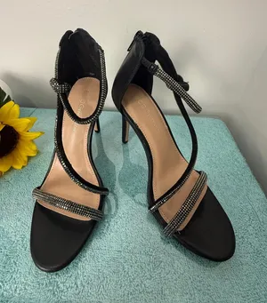 BCBG Black Rhinestone Strappy Stiletto Heels thumbnail 1