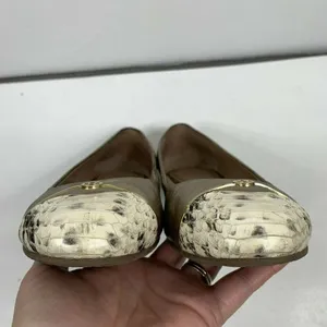 Tory Burch Size 9 Bar Logo Ballet Flat Champagne Natural Odyssey Karajah‎ Print thumbnail 10