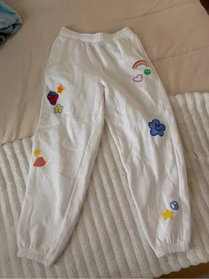 Pacsun White Sweatpants with Colorful Patch Details thumbnail 5