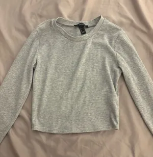 Forever 21 Grey Ribbed Long Sleeve Top thumbnail 1