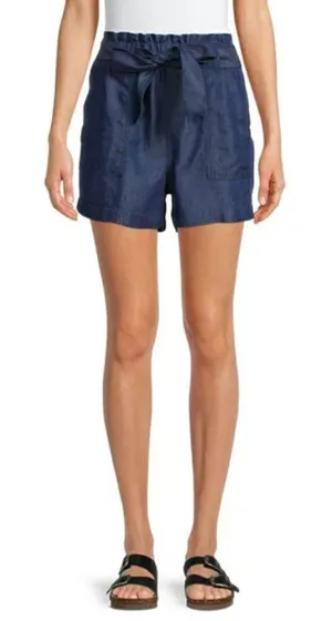 Time‎ and Tru Women's Size 18 Fashion Short Denim Medium Wash Tie Waist Stretch thumbnail 1
