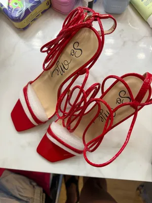 So Me red lace up heels Size 6 thumbnail 1